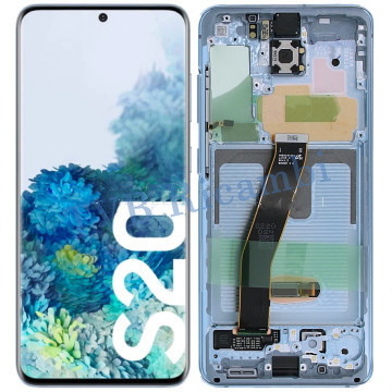 Samsung S20 4G S20 5G G980F G981B Display RIGENERATO + Cornice Blu
